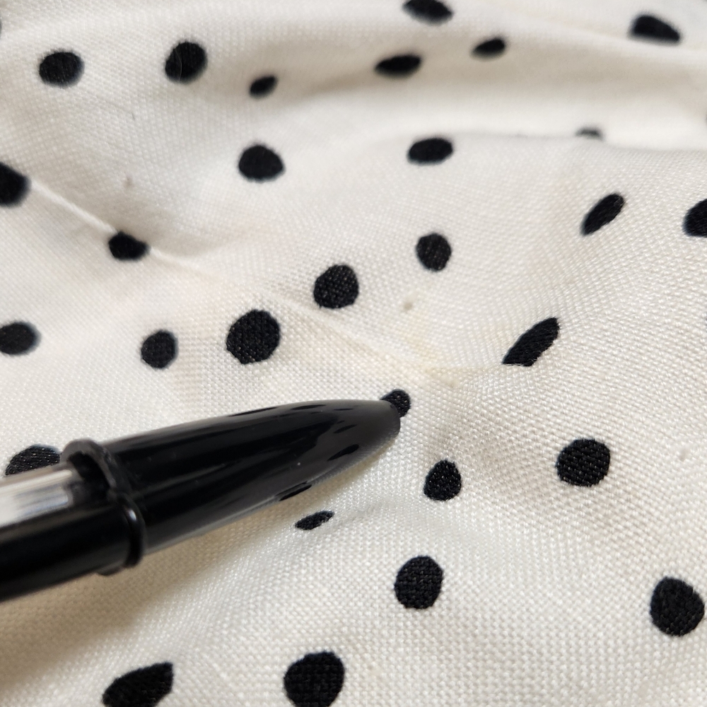 LOFT White Black Polka Dot Linen Puff Sleeve Cut-Out Tie Back Flare‎ Dress 14 - Picture 13 of 16
